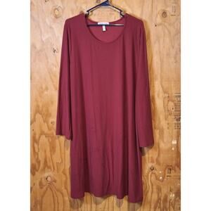 Harlow & Rose Shirt Dress Women's 3X Maroon Minimalist Neutral Basic Simple